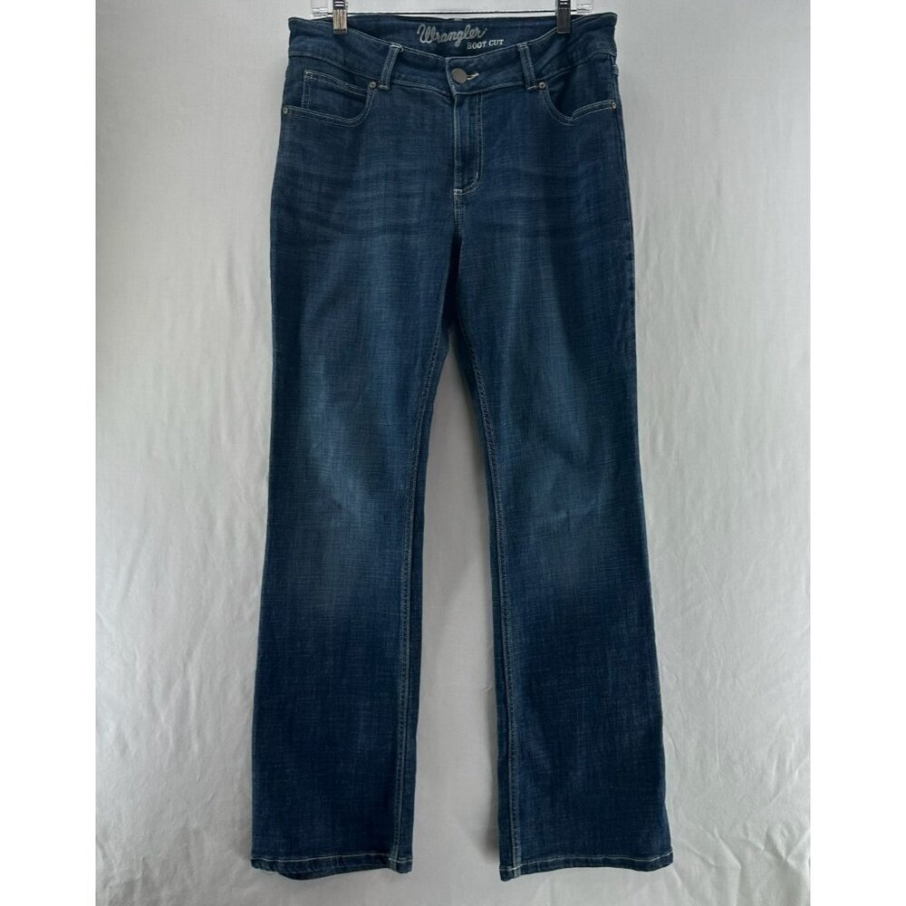 Wrangler Essential Bootcut Jeans Womens 11x32 Stretch Mid Rise Dark Wash Indigo